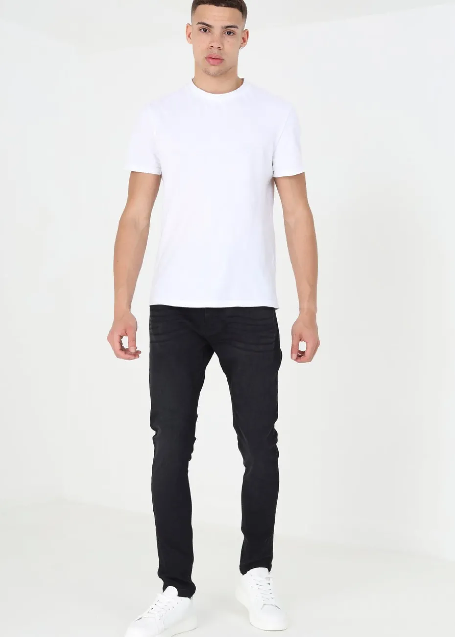 Brave Soul Charcoal Cotton Blend Skinny Fit Denim Jeans