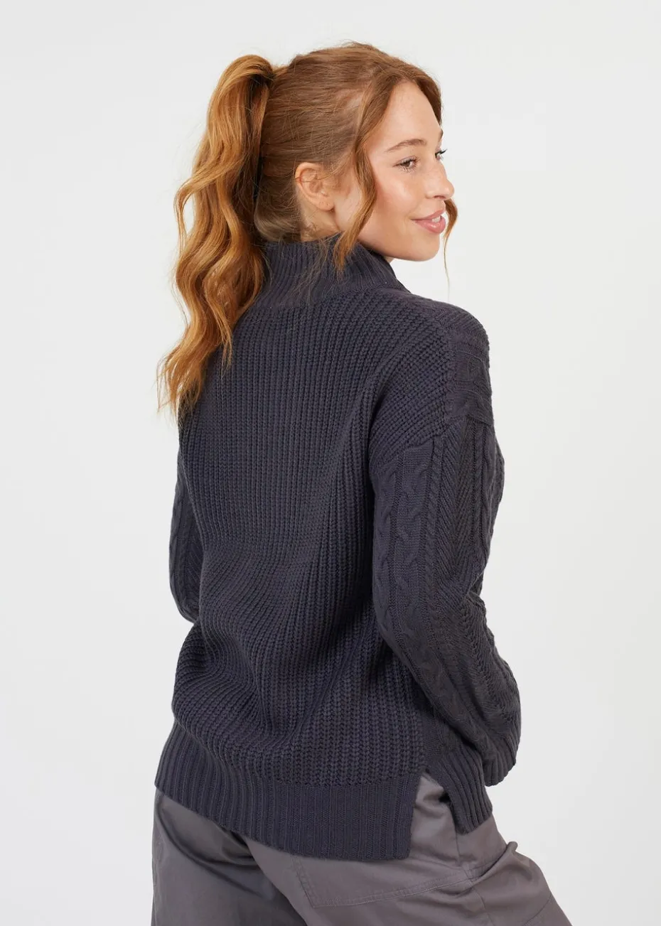 Brave Soul Charcoal Half Zip Cable Knit Jumper