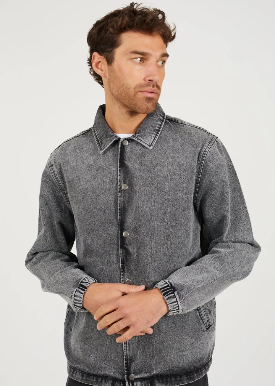 Brave Soul Grey Denim Coach Style Jacket