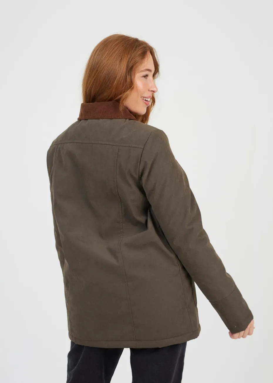Brave Soul Khaki Twill Jacket with Cord Collar