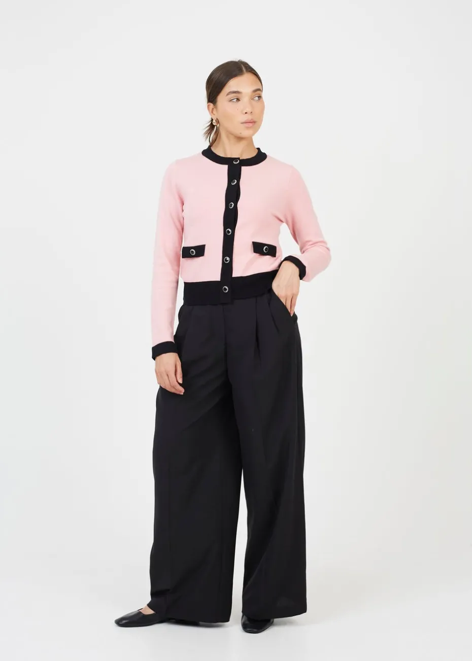 Brave Soul Pink Classic Round Neck Cardigan