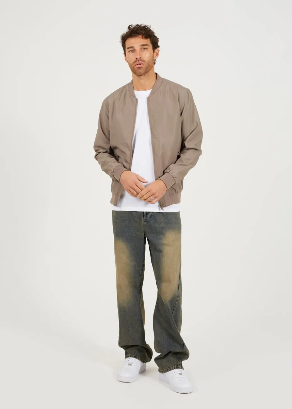Brave Soul Taupe Bomber Jacket