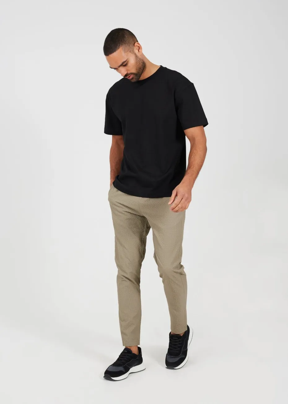 Brave Soul Taupe Slim Leg Seersucker Trousers