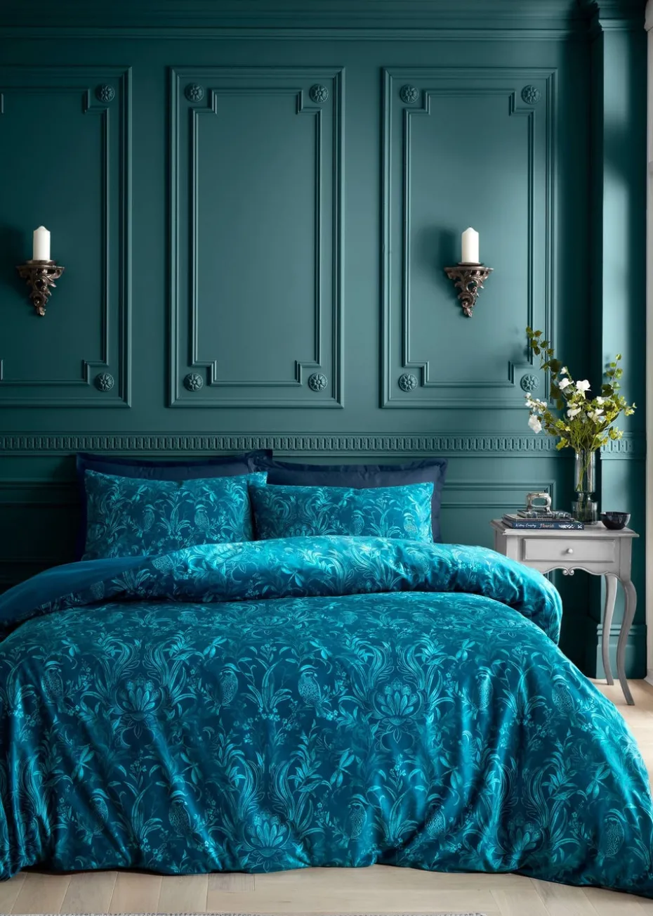 Bridgerton By Catherine Lansfield Regal Birds Soft Velvet Duvet Cover Set