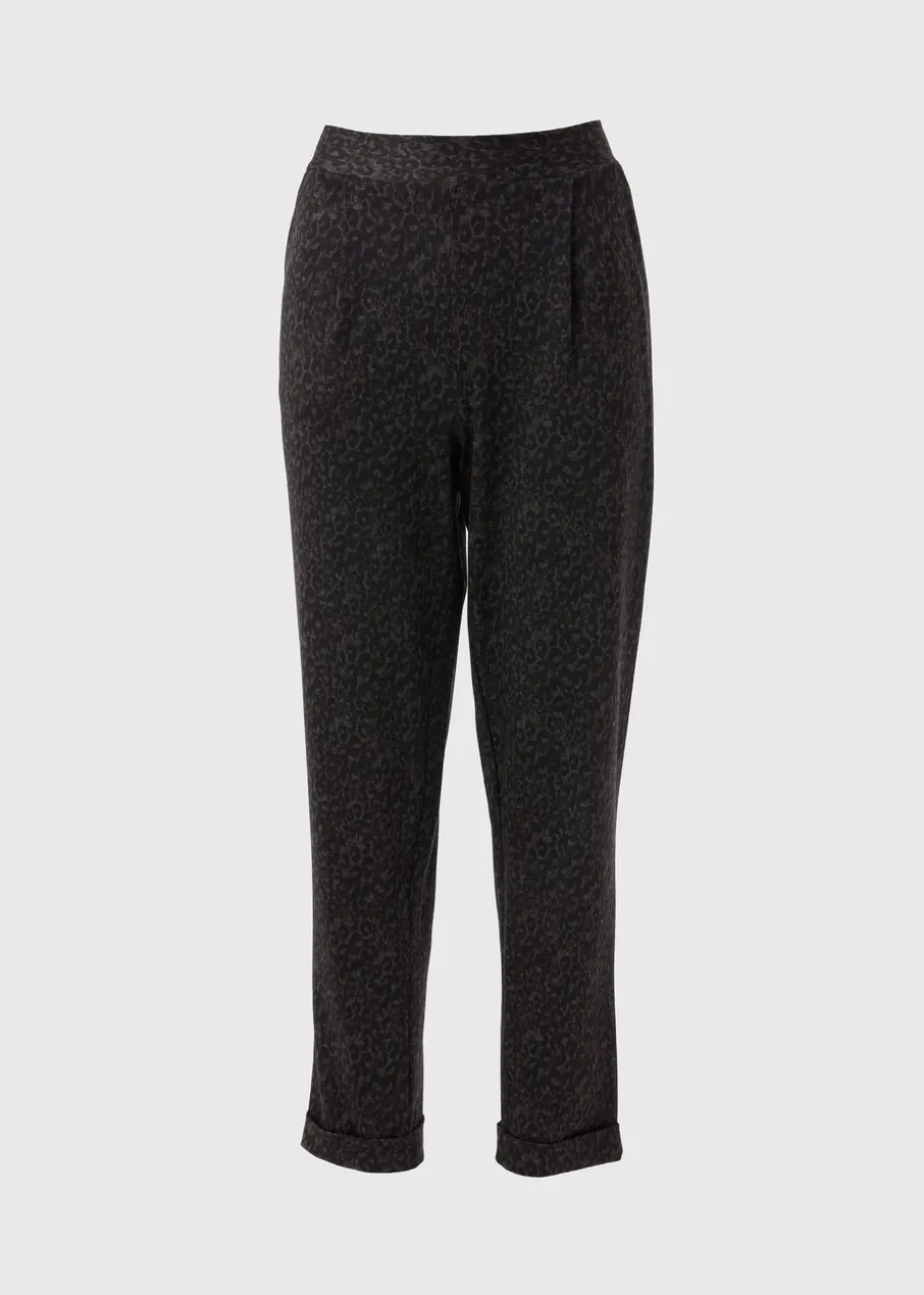 Brown Animal Tapered Ponte Trousers
