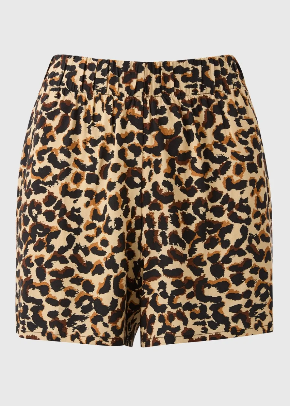 Brown Leopard Print Shorts