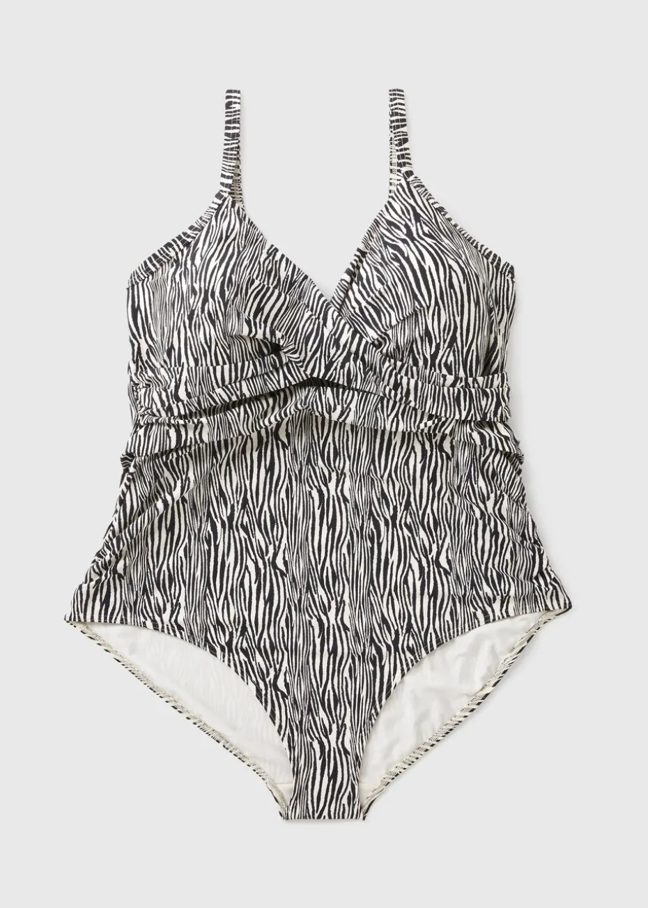 Brown Zebra Print Shapewear Swimsuit