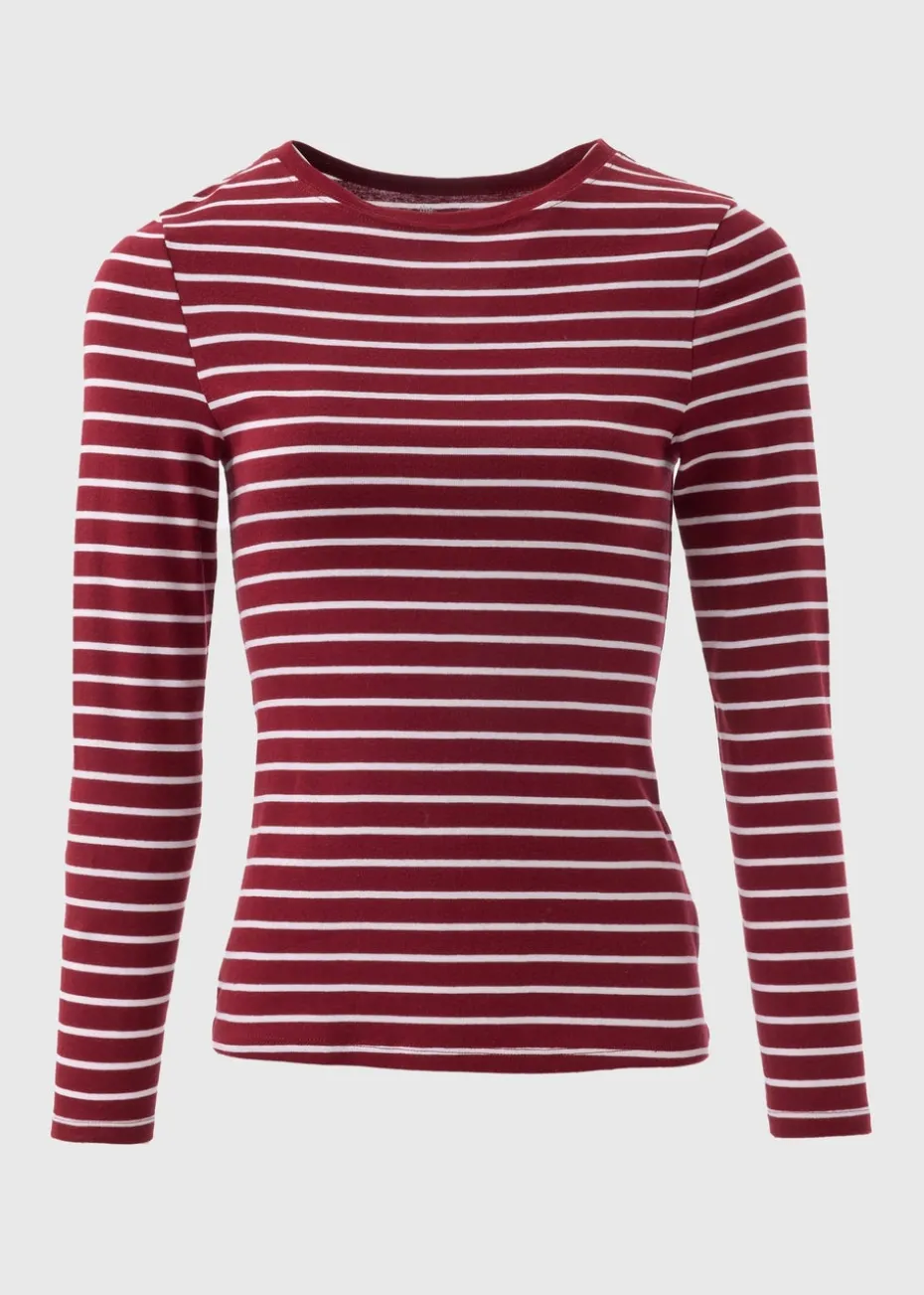Burgundy Stripe Fitted T-Shirt