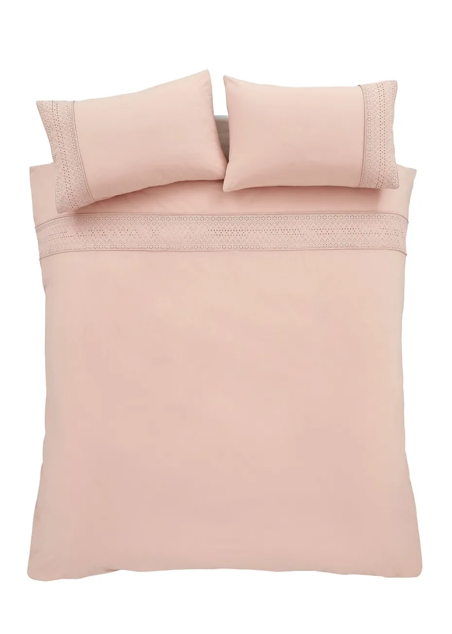 Catherine Lansfield Broderie Anglaise Blush Duvet Cover Set