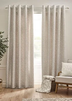 Catherine Lansfield Brooke Floral Lined Eyelet Curtains
