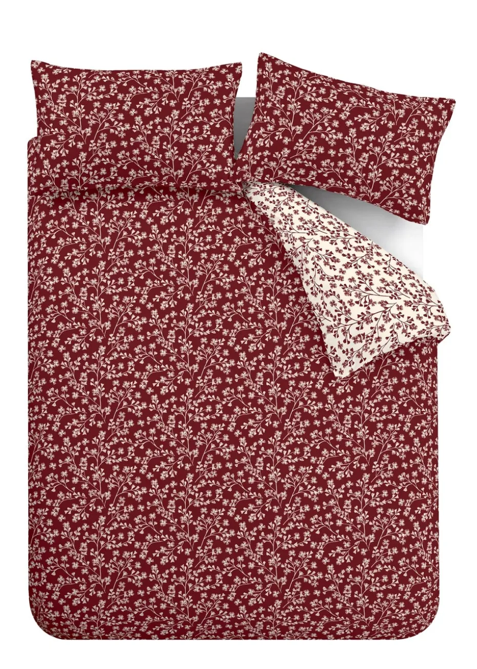 Catherine Lansfield Brushed Grace Floral Cotton Reversible Duvet Cover Set