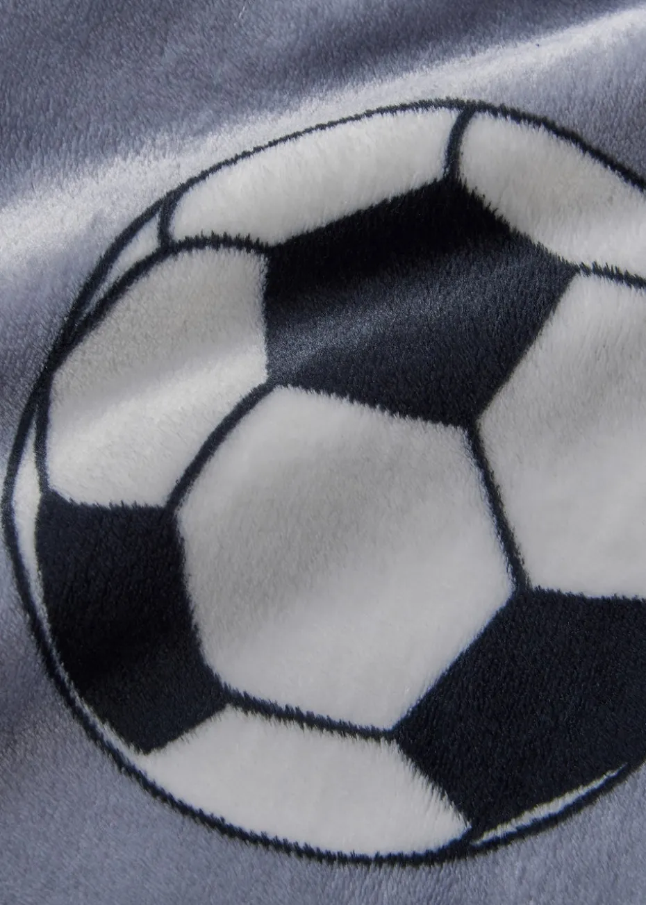 Catherine Lansfield Cosy Grey Football Fleece Blanket Throw