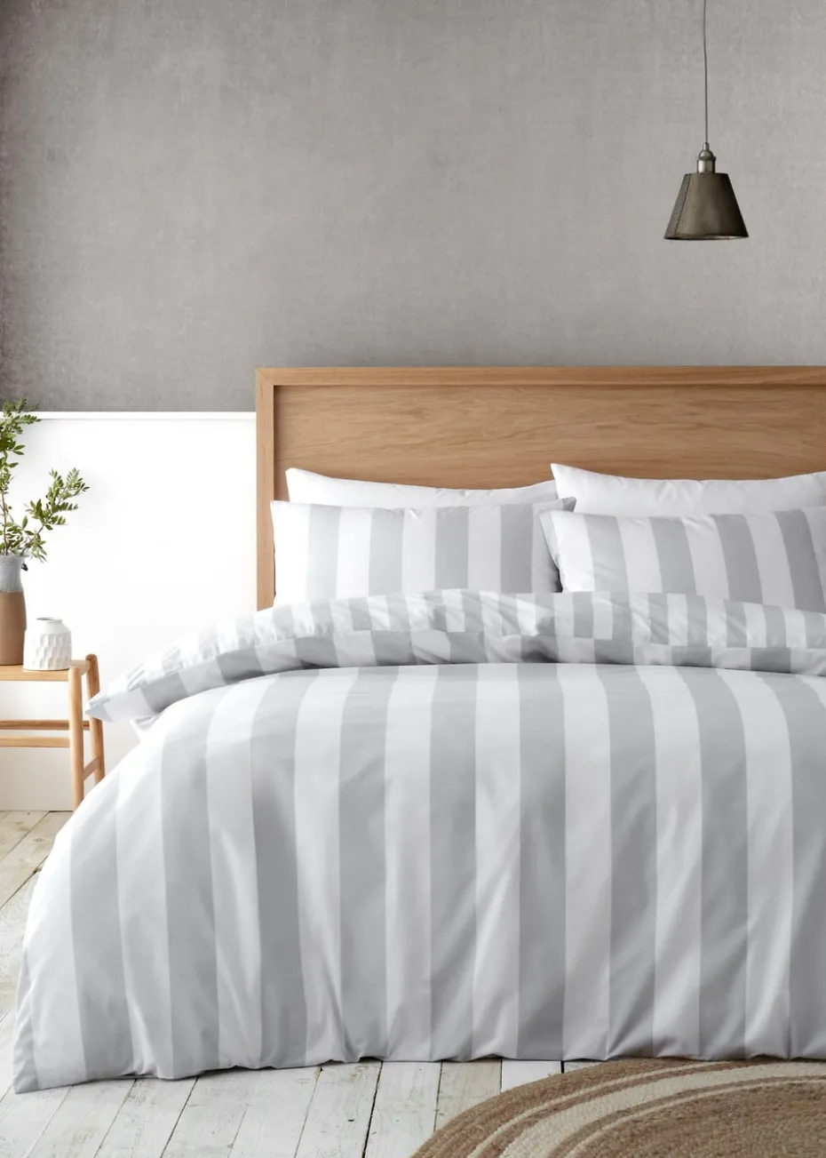 Catherine Lansfield Cove Stripe Reversible Duvet Cover Set