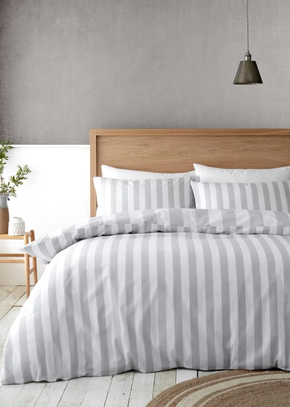 Catherine Lansfield Cove Stripe Reversible Duvet Cover Set