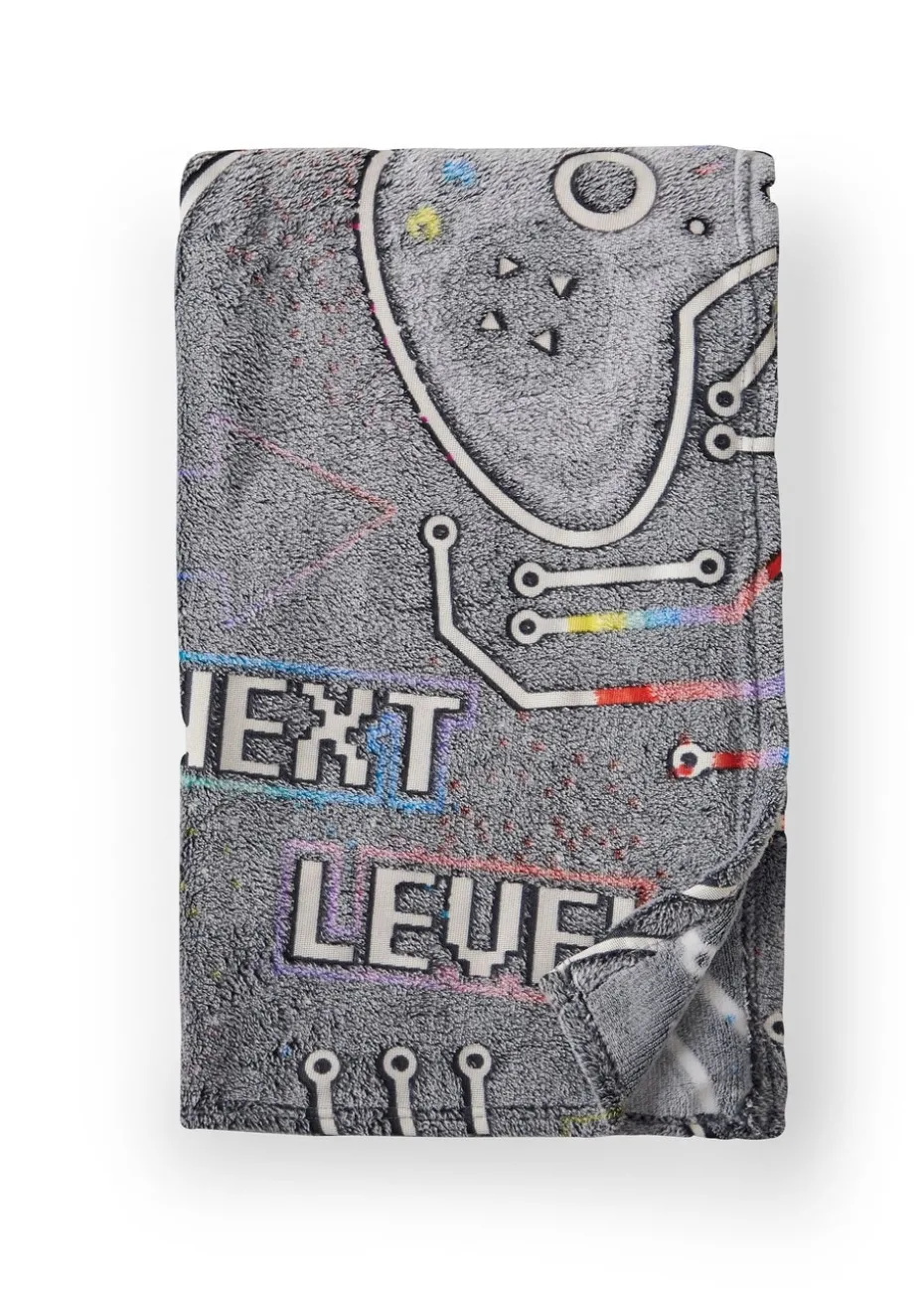 Catherine Lansfield Game Over Glow in the Dark Cosy Fleece Blanket Throw (130x170cm)