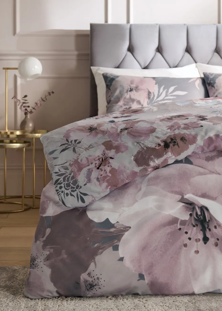 Catherine Lansfield Grey Dramatic Floral Reversible Duvet Cover Set with Pillowcases