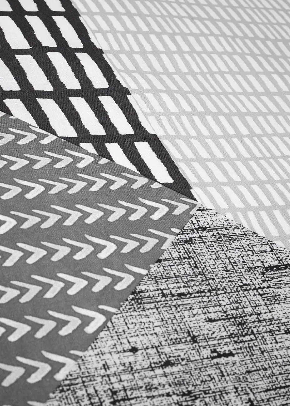 Catherine Lansfield Grey Larsson Geo Reversible Duvet Cover Set with Pillowcases