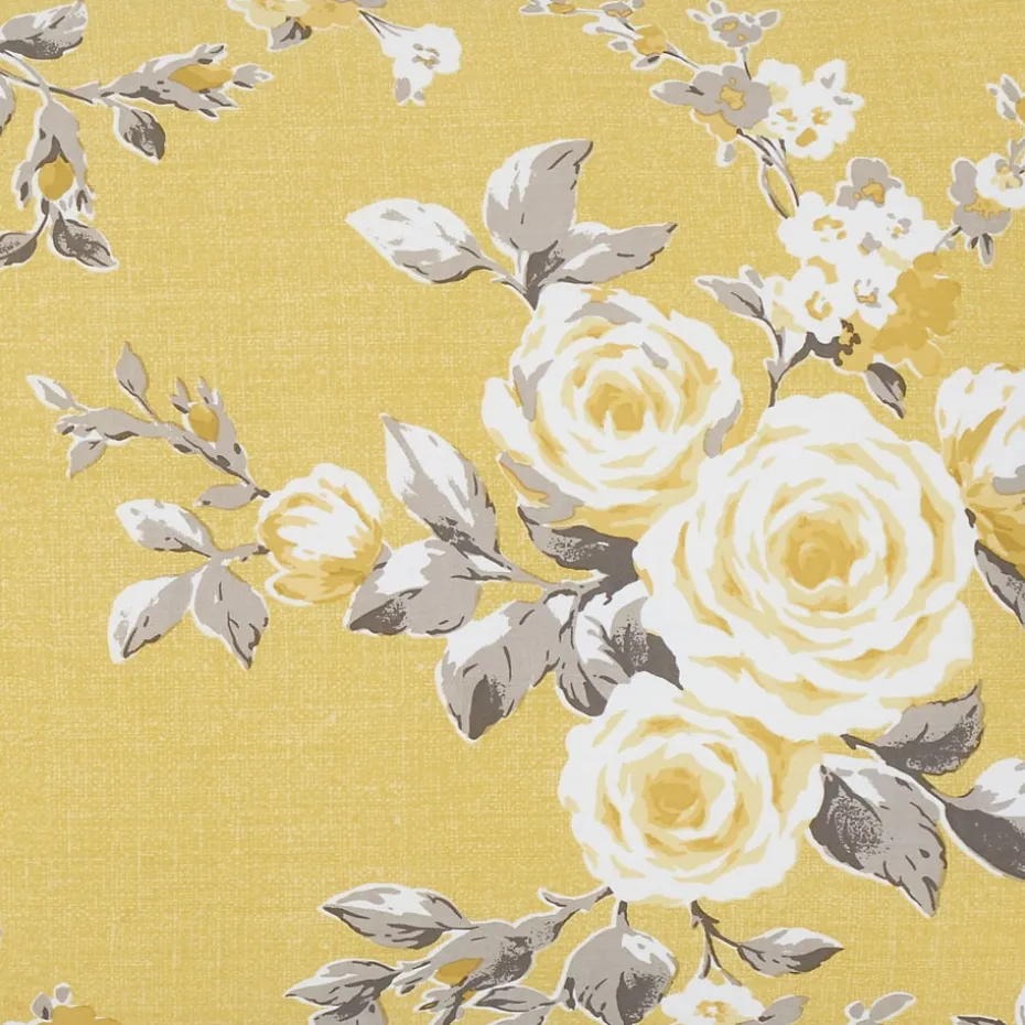 Catherine Lansfield Ochre Yellow Canterbury Floral Reversible Duvet Cover Set with Pillowcases