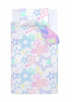 Catherine Lansfield Ombre Stars Reversible White Pastel Duvet Cover Set