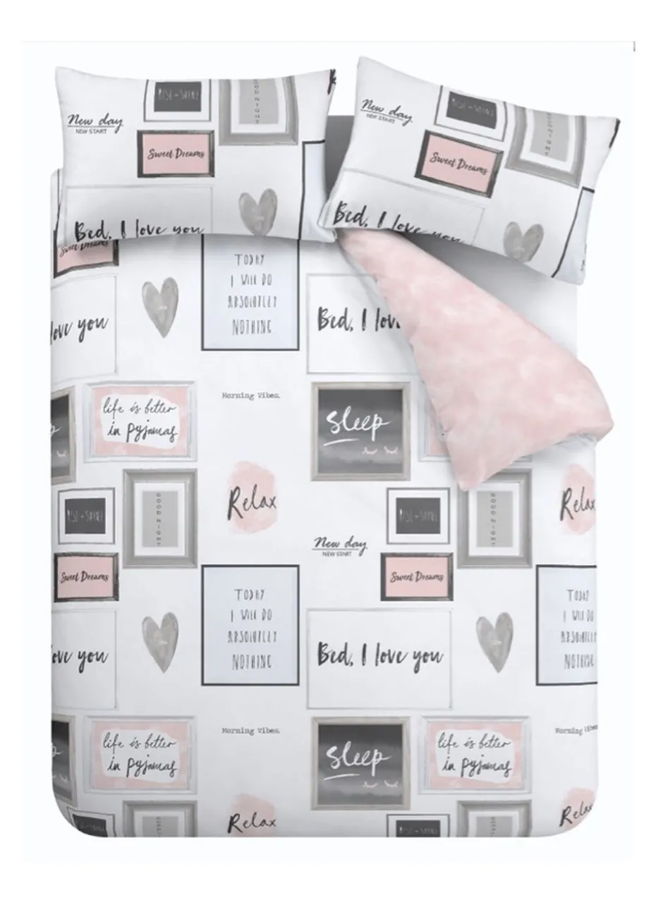 Catherine Lansfield Sleep Dreams Reversible Duvet Cover Set