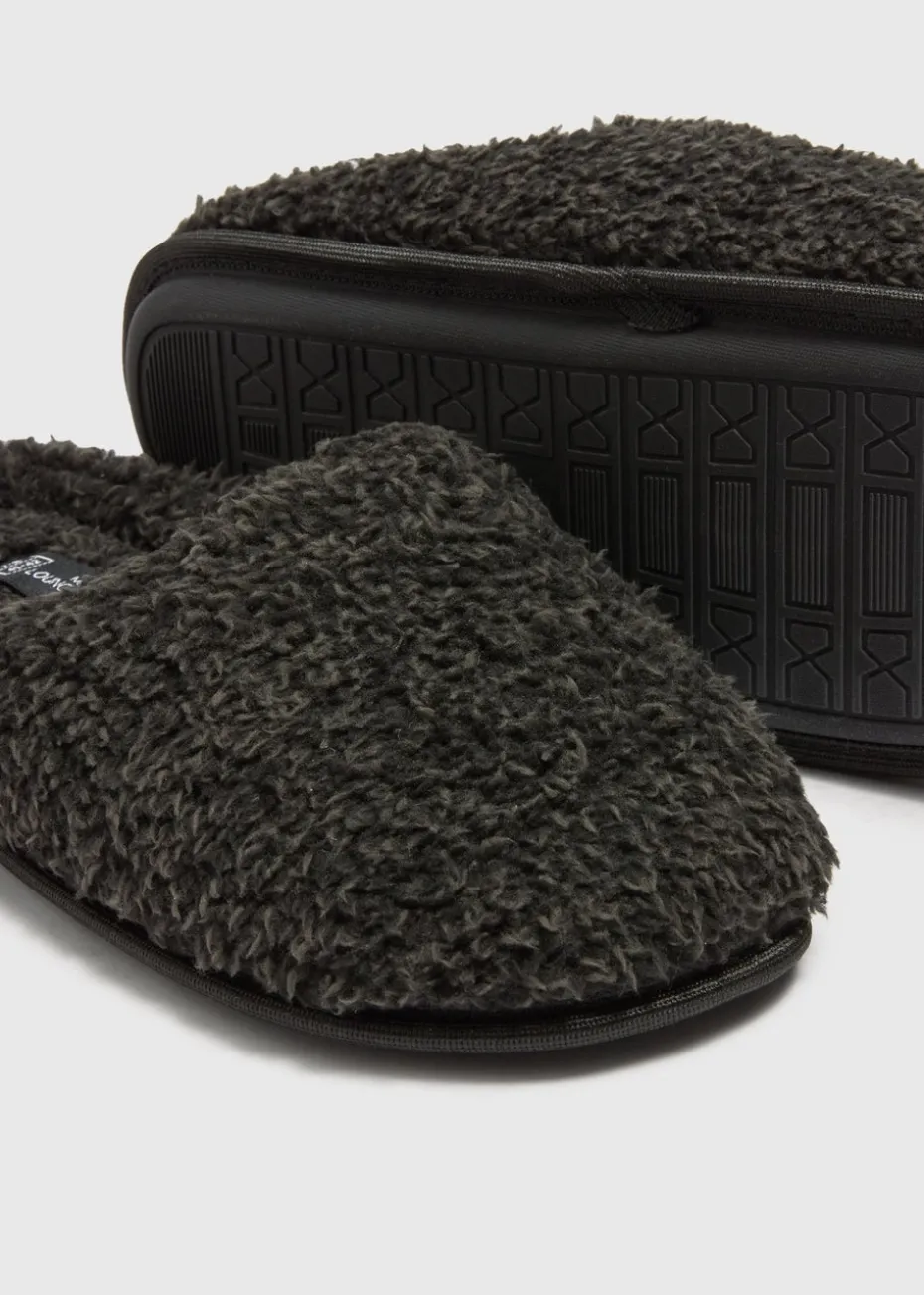 Charcoal Fluffy Gown Mule Slippers