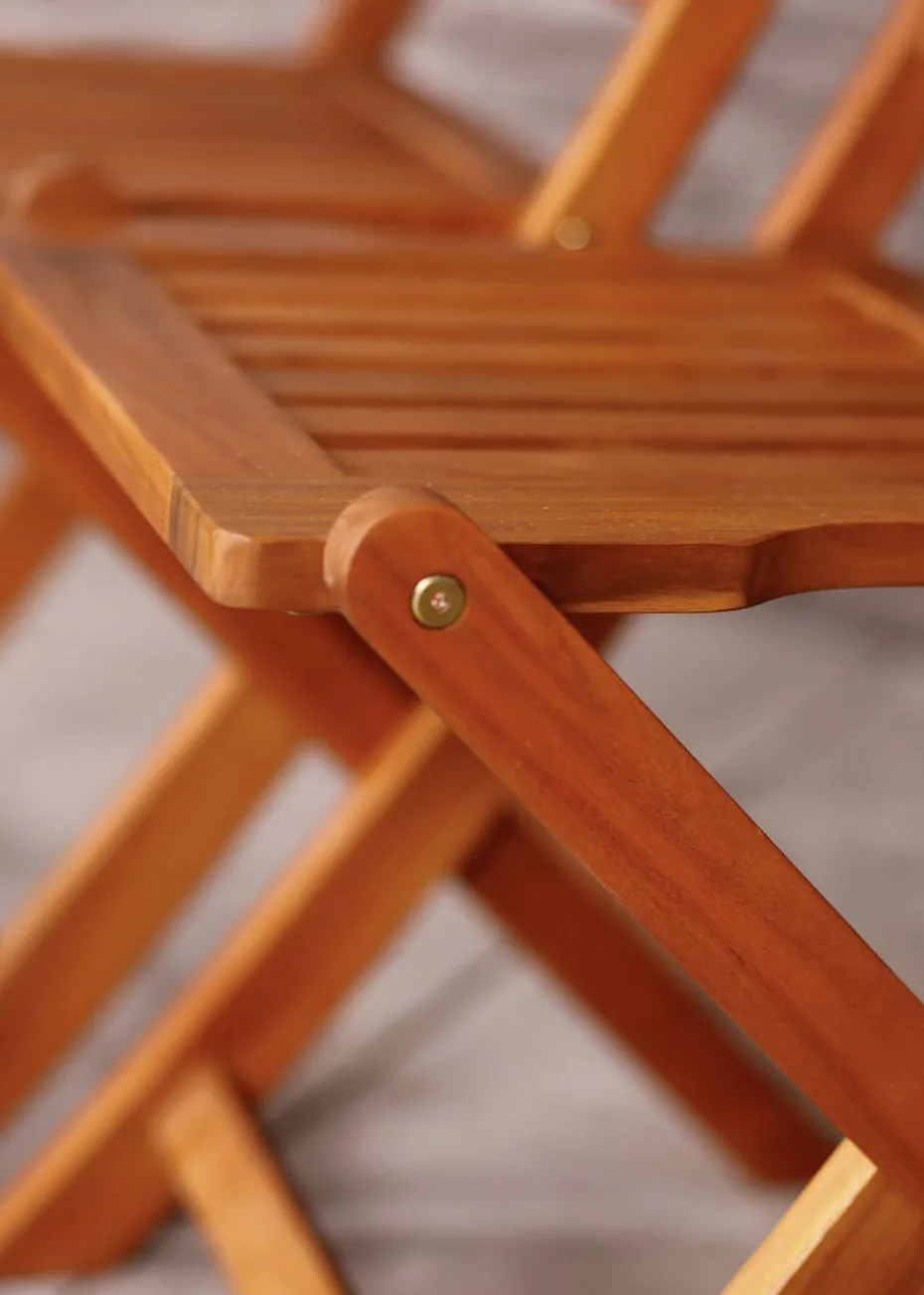 Charles Bentley FSC Acacia Wood Pair of Outdoor Foldable Chairs (H87.5cm x W46cm x D54cm)