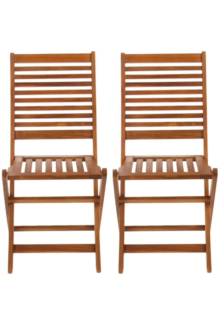 Charles Bentley FSC Acacia Wood Pair of Outdoor Foldable Chairs (H87.5cm x W46cm x D54cm)