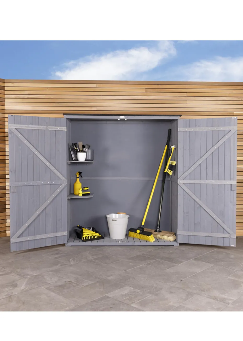 Charles Bentley FSC Garden Chest Storage Shed Grey Wooden (H155cm x L55cm x W138cm)