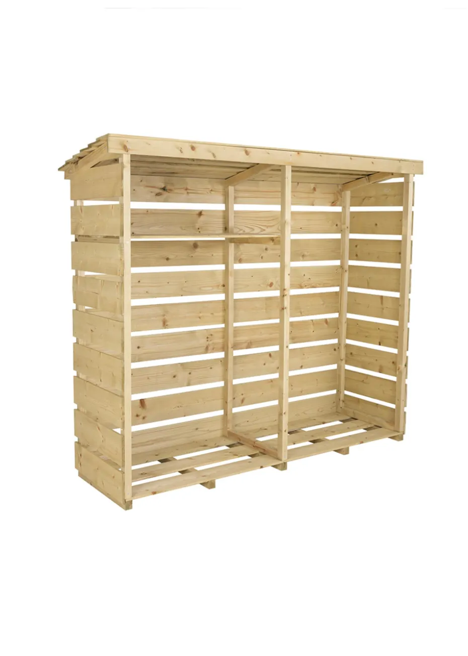 Charles Bentley FSC Nordic Spruce Wood Double Log Store Firewood Storage Heavy