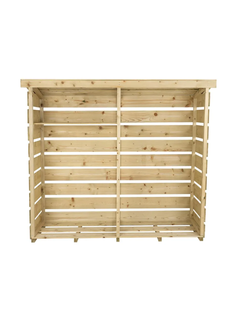 Charles Bentley FSC Nordic Spruce Wood Double Log Store Firewood Storage Heavy