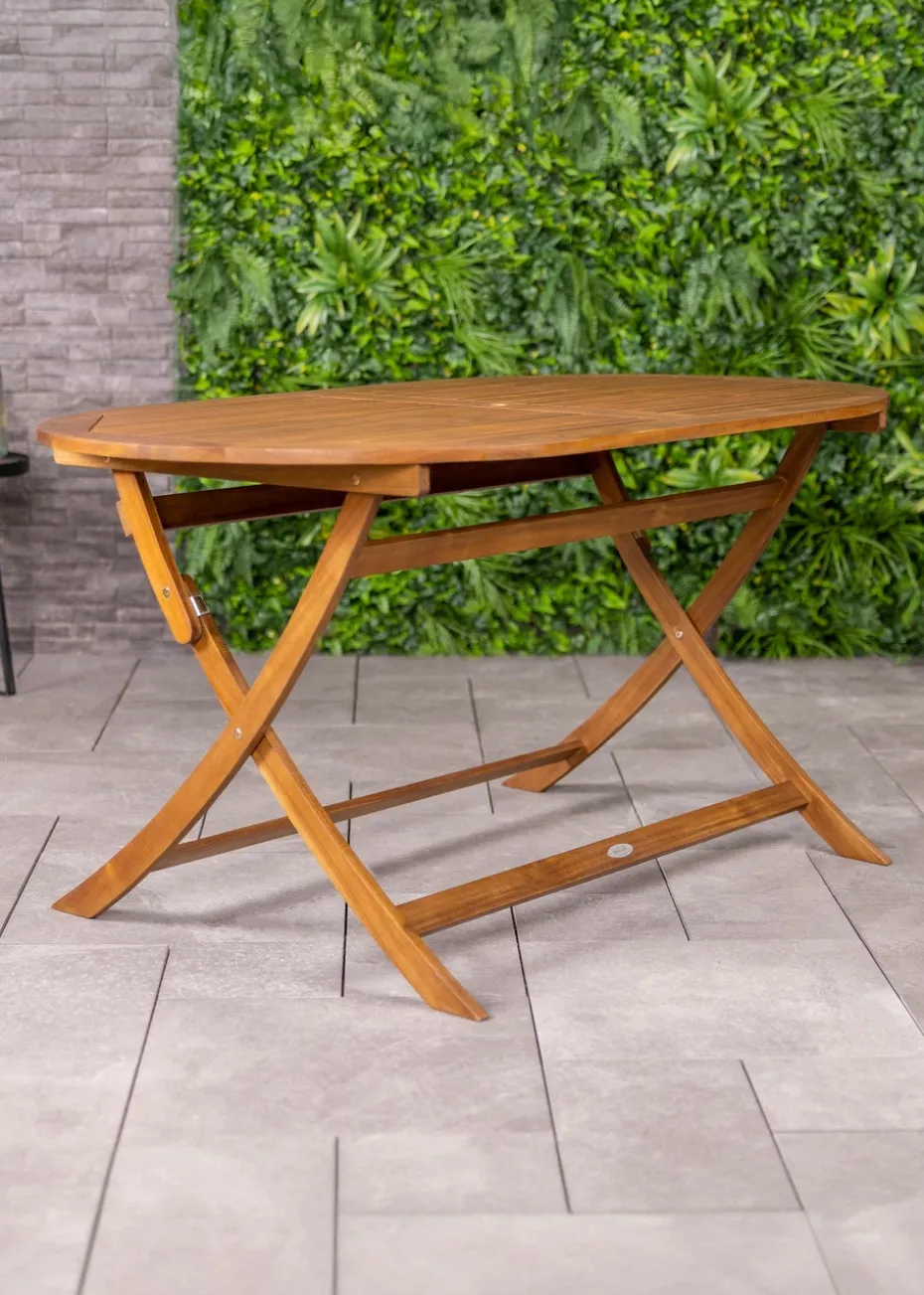 Charles Bentley FSC Wooden Furniture Oval Table (H74cm x W150cm x D85cm)