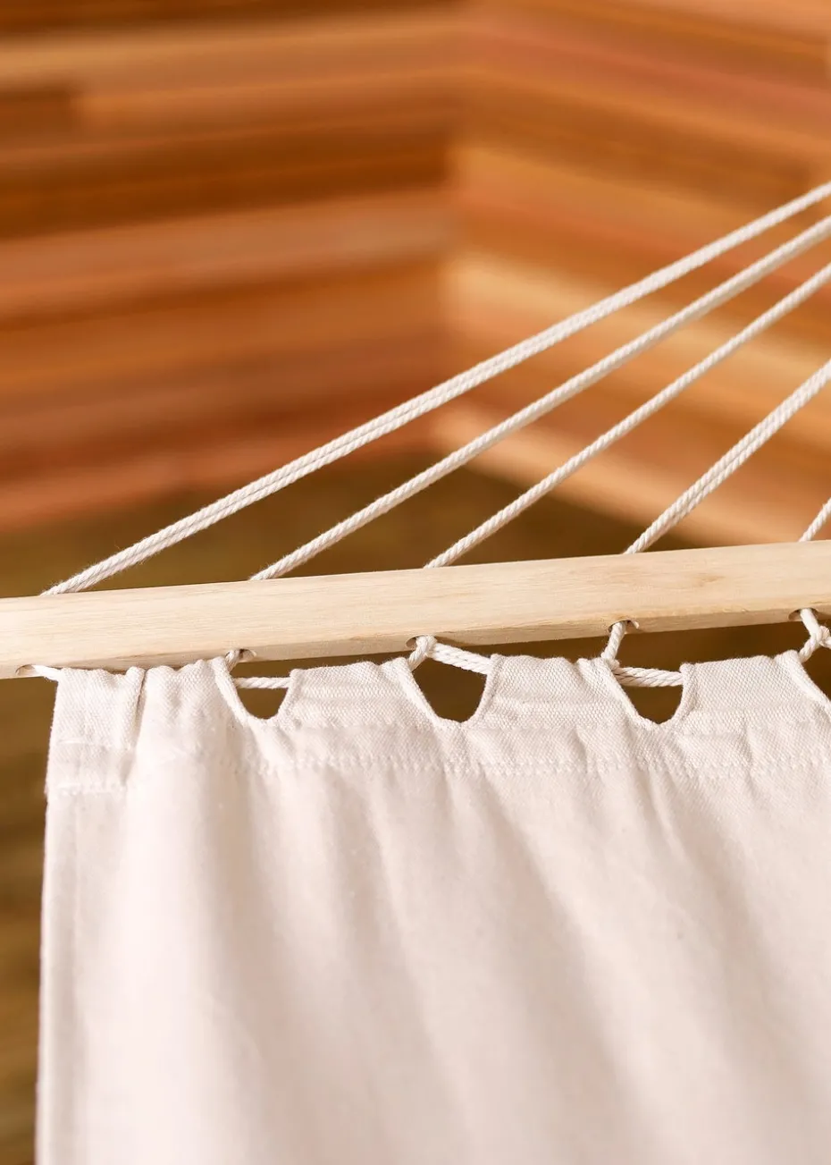 Charles Bentley 3M Garden Hammock With Wooden Arc Stand Cream (One Person)