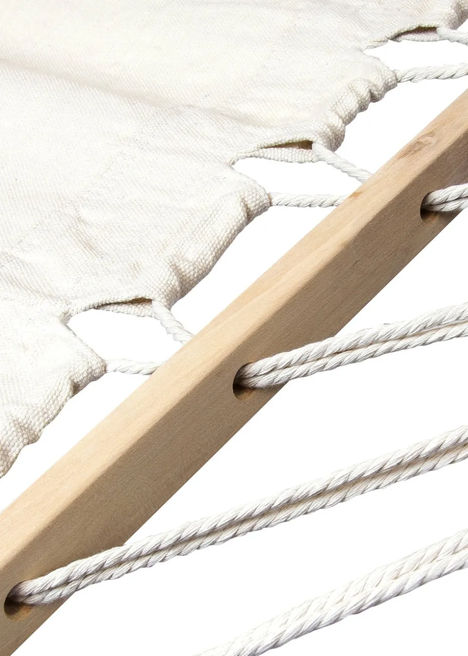 Charles Bentley 3M Garden Hammock With Wooden Arc Stand Cream (One Person)