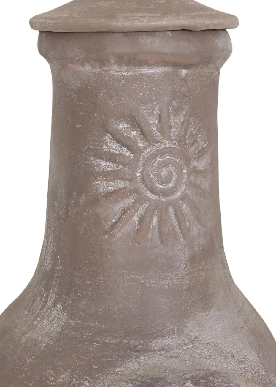 Charles Bentley Outdoor Medium Natural Clay Chiminea Patio Heater (80cm x 35cm)