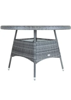 Charles Bentley Rattan Dining Table Grey (H74cm x W130cm)