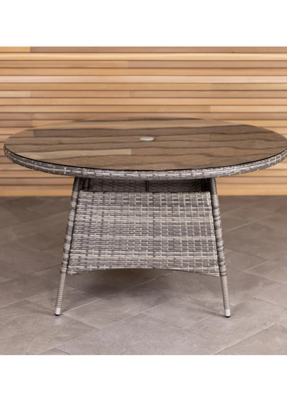 Charles Bentley Rattan Dining Table Grey (H74cm x W130cm)