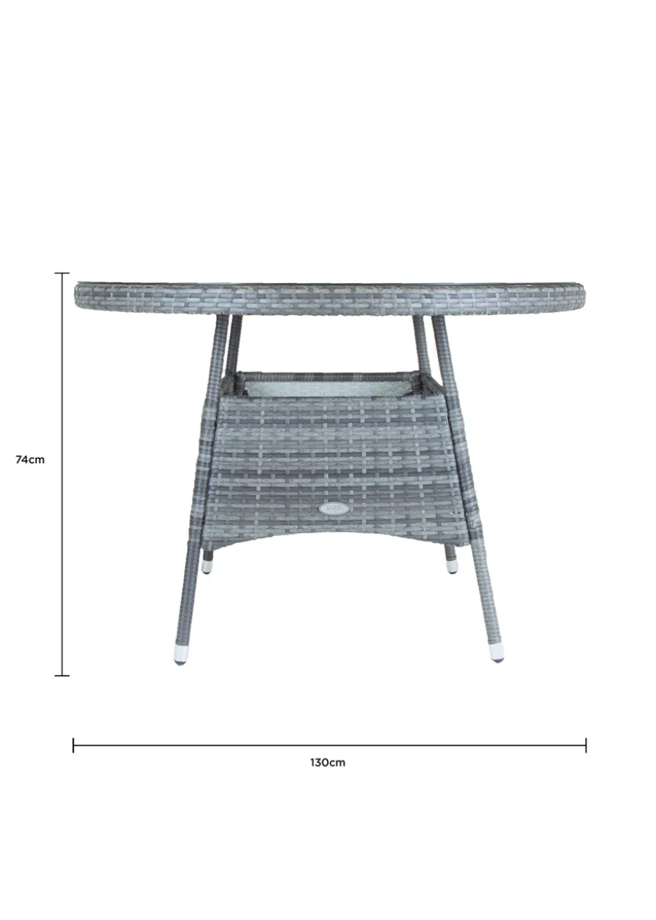 Charles Bentley Rattan Dining Table Grey (H74cm x W130cm)