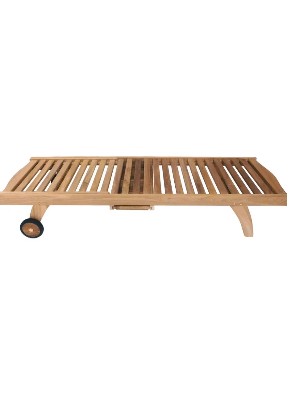 Charles Bentley Solid Wooden Teak Garden Patio Reclining Sun Lounger Sunbed (H35cm x W202cm x D65cm)