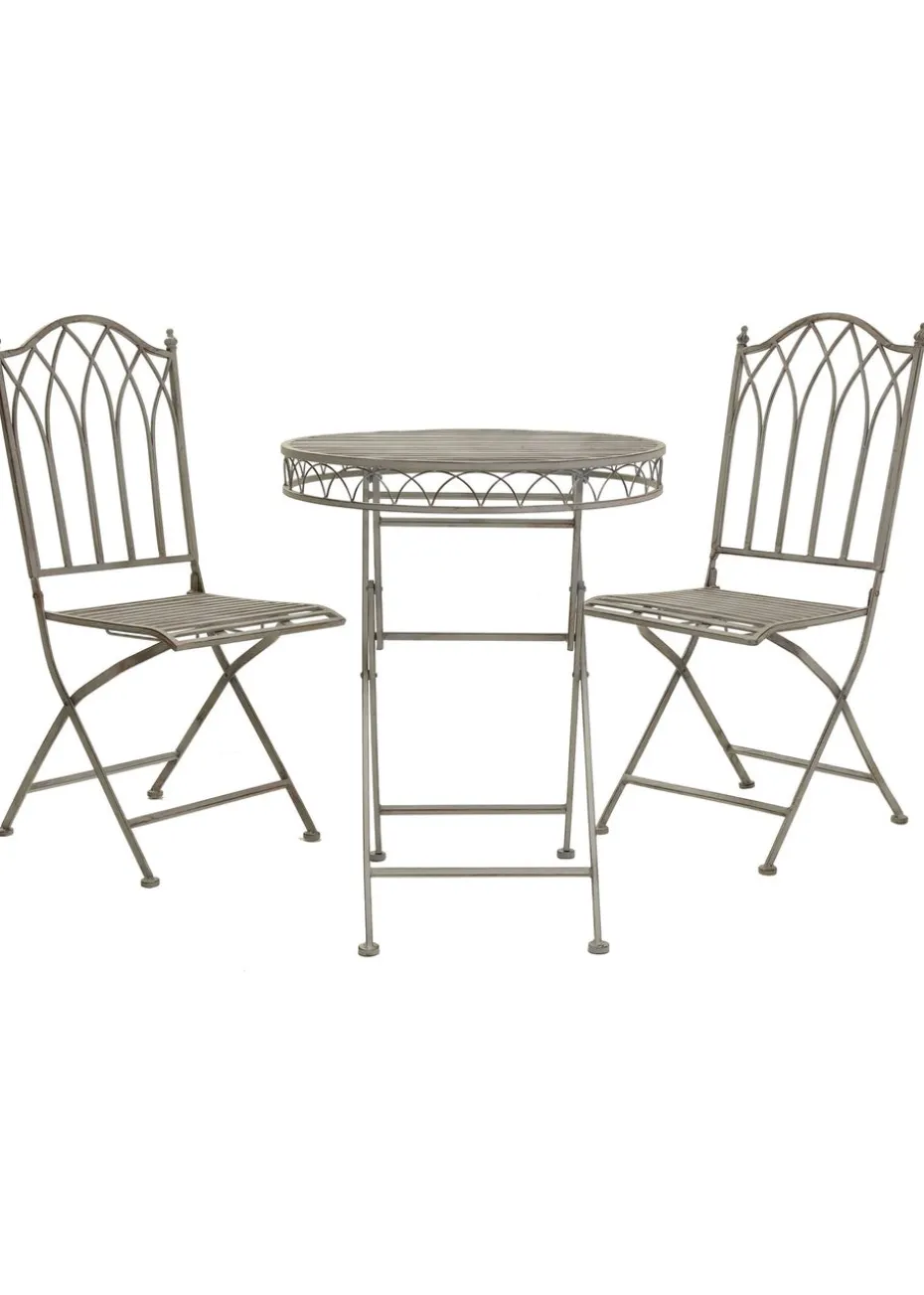 Charles Bentley Wrought Iron Feminine Bistro Set Grey (2 Seater)