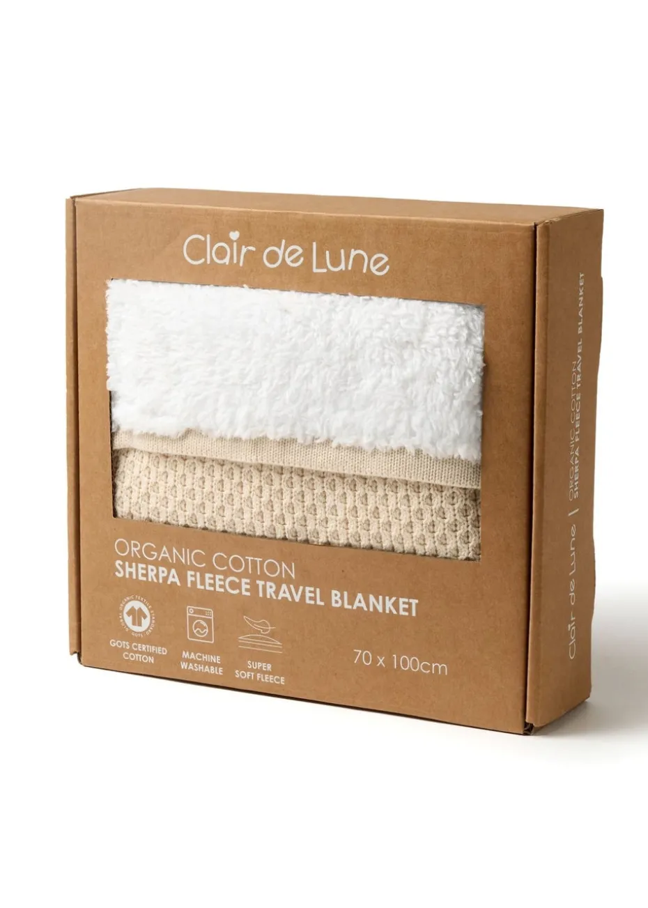 Clair de Lune Organic Cream Knit Sherpa Blanket