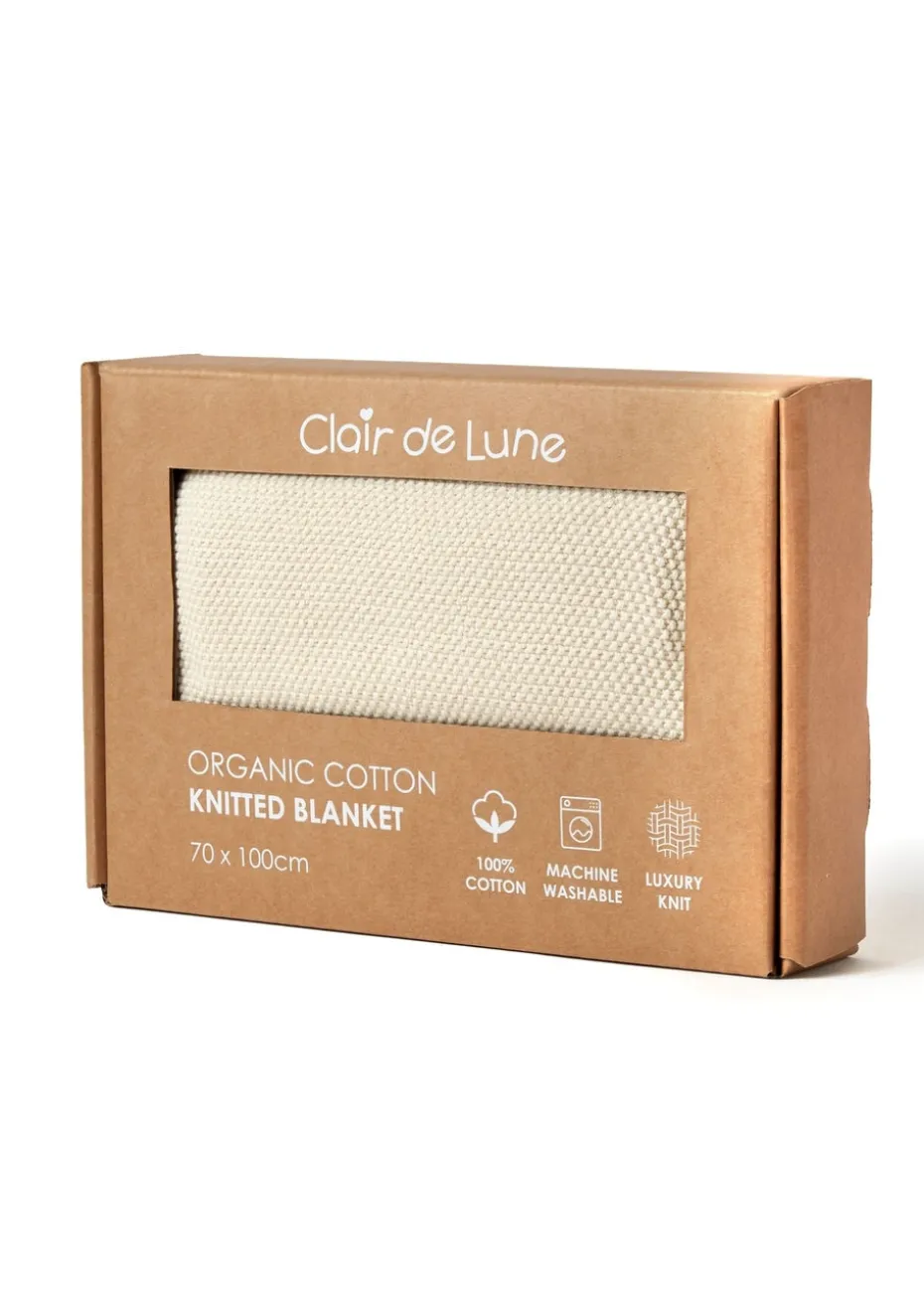 Clair de Lune Organic Cream Knitted Blanket
