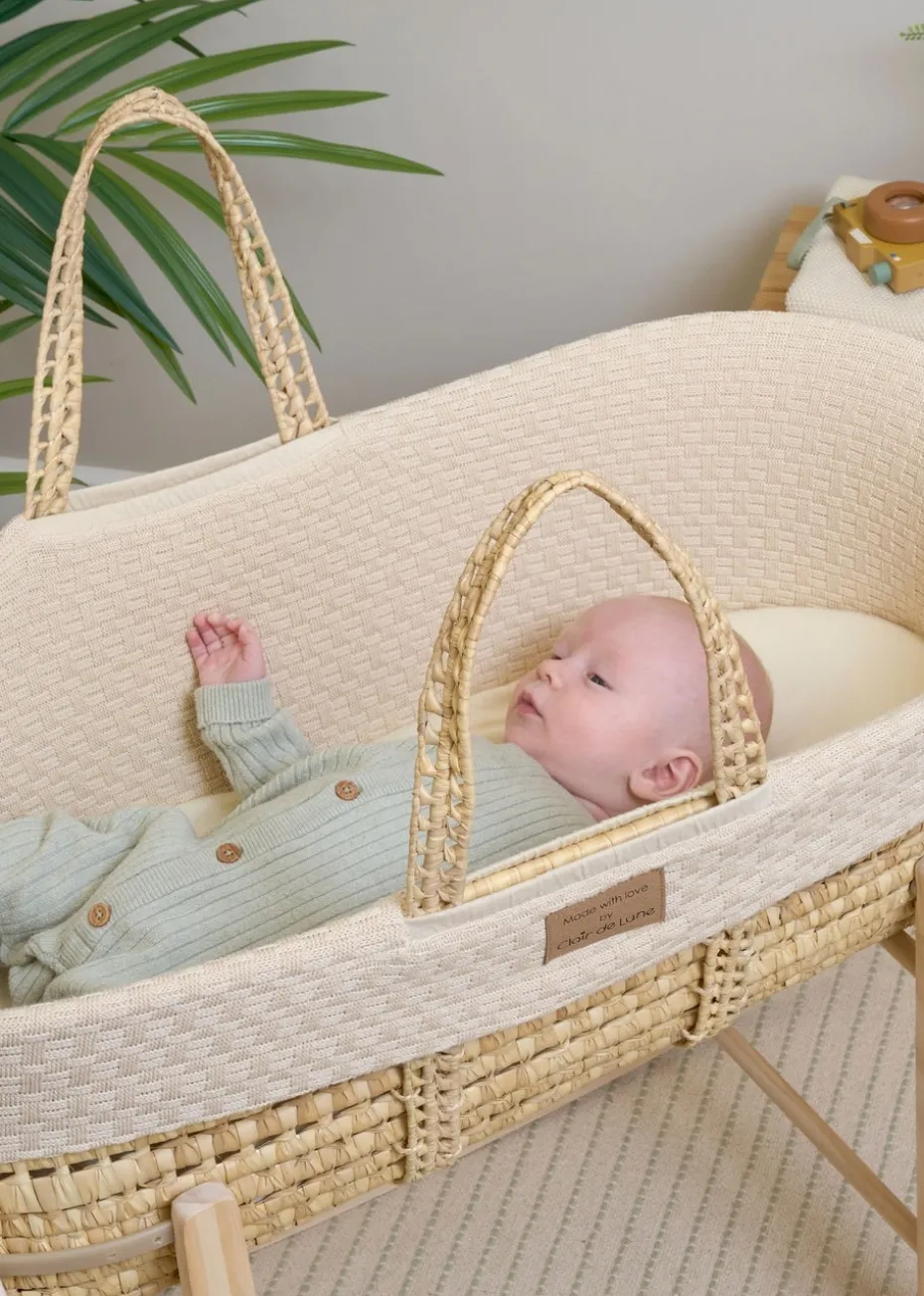 Clair de Lune Organic Cream Knitted Moses Basket
