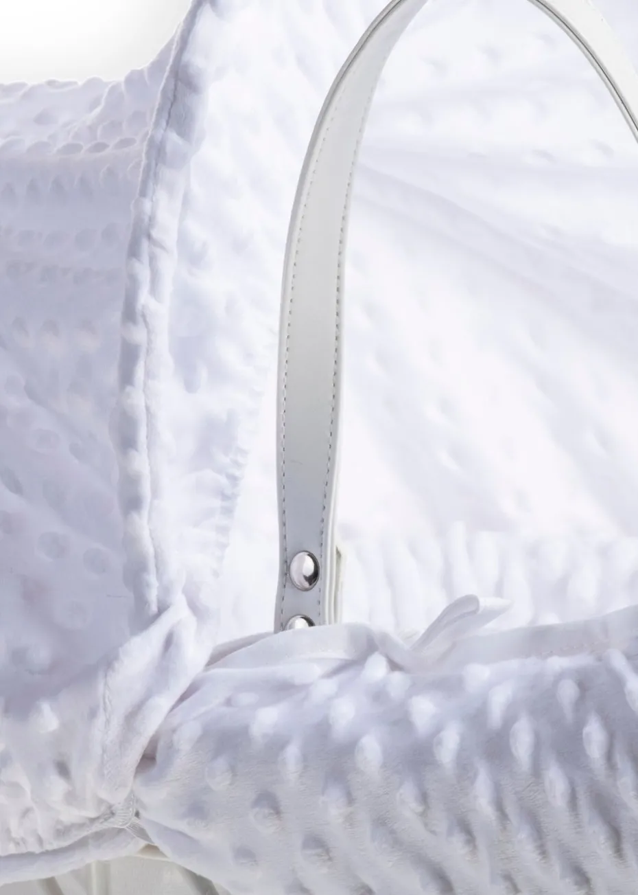 Clair de Lune White Dimple Wicker Moses Basket with Deluxe Rocking Stand