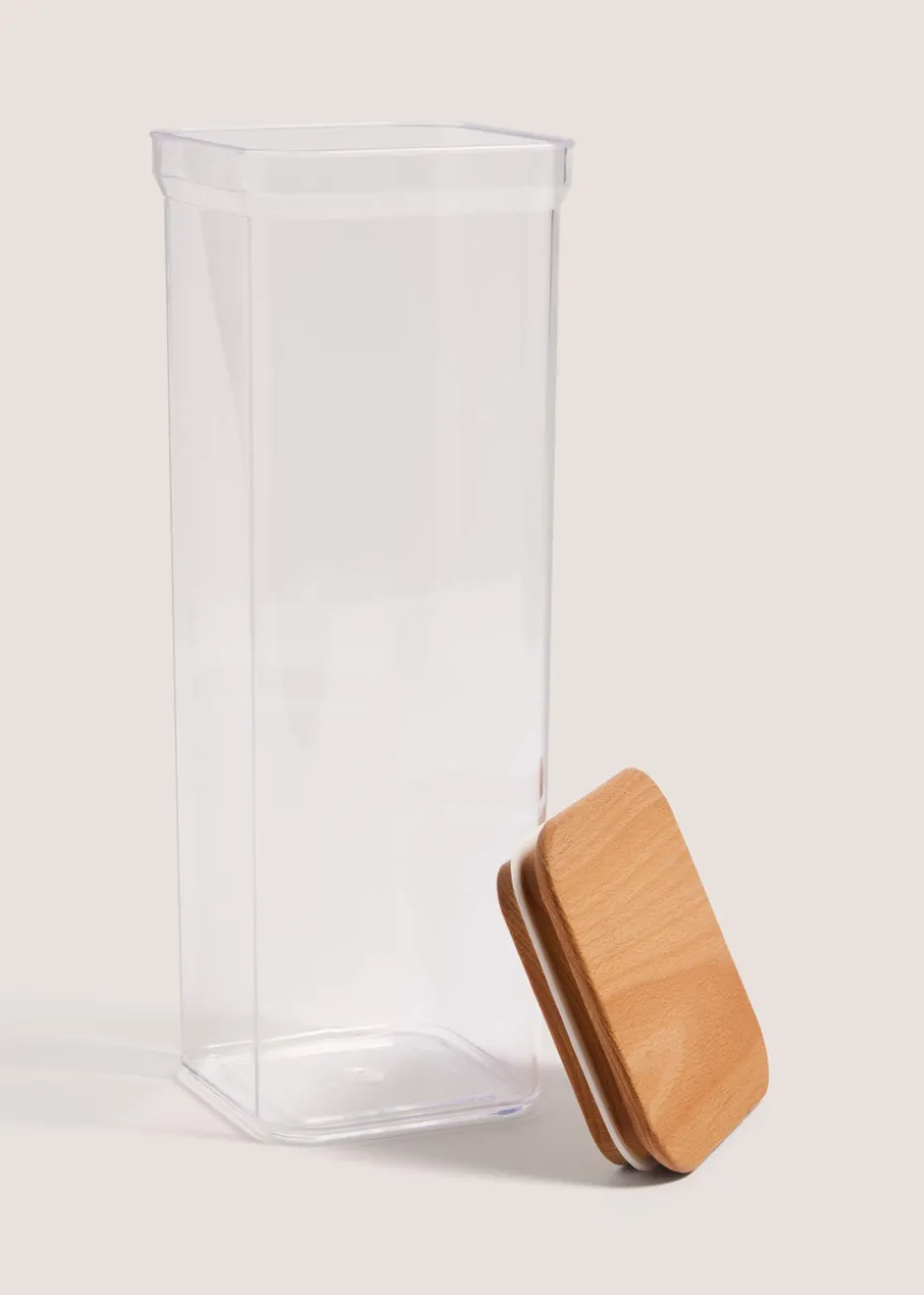 Clear Tall Square Wood Food Storage