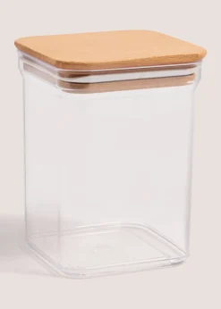 Clear Tall Square Wood Food Storage