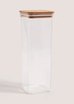 Clear Tall Square Wood Food Storage