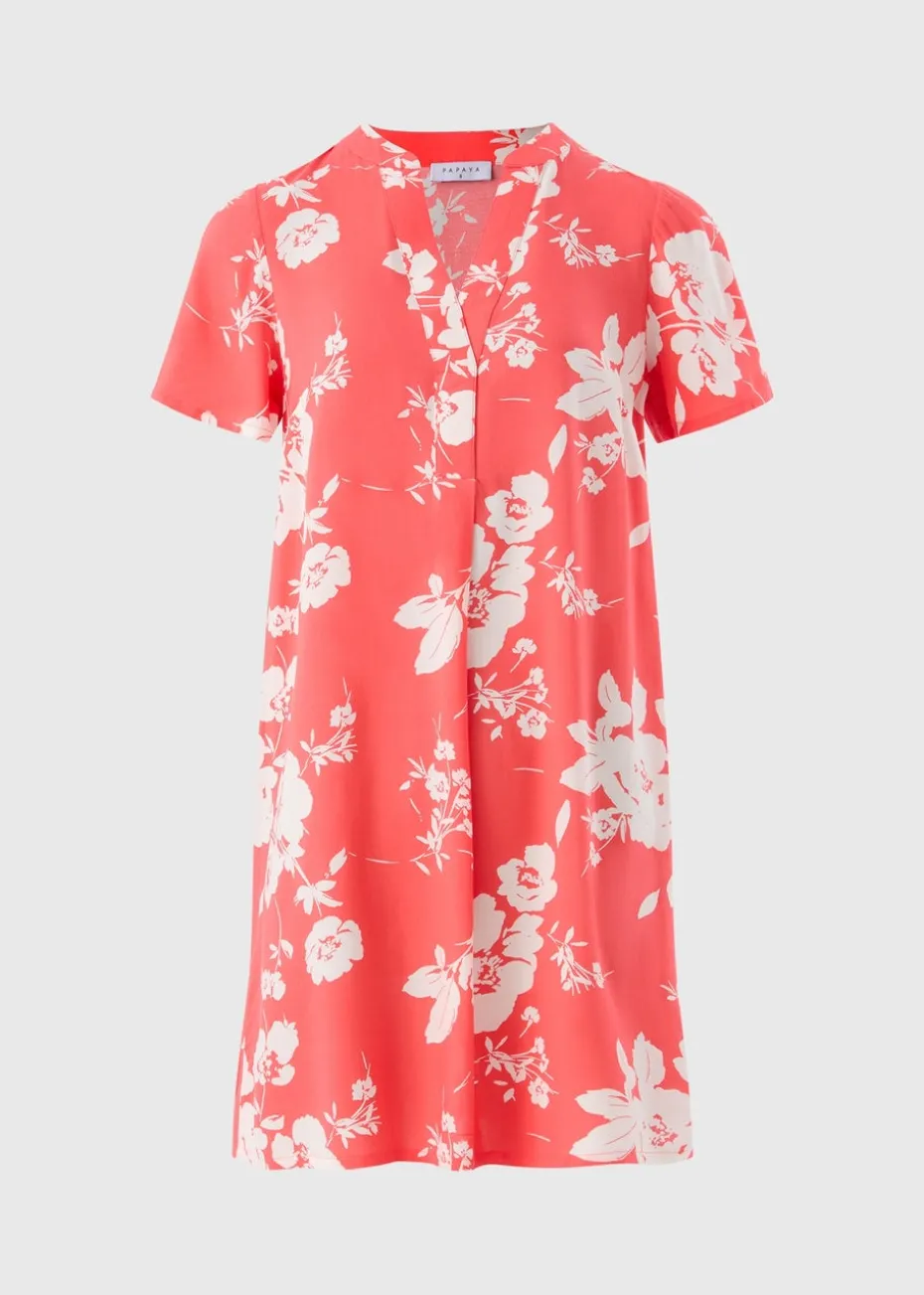 Coral Floral Popover Tunic