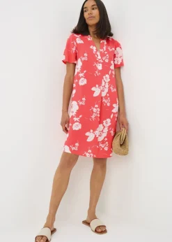 Coral Floral Popover Tunic