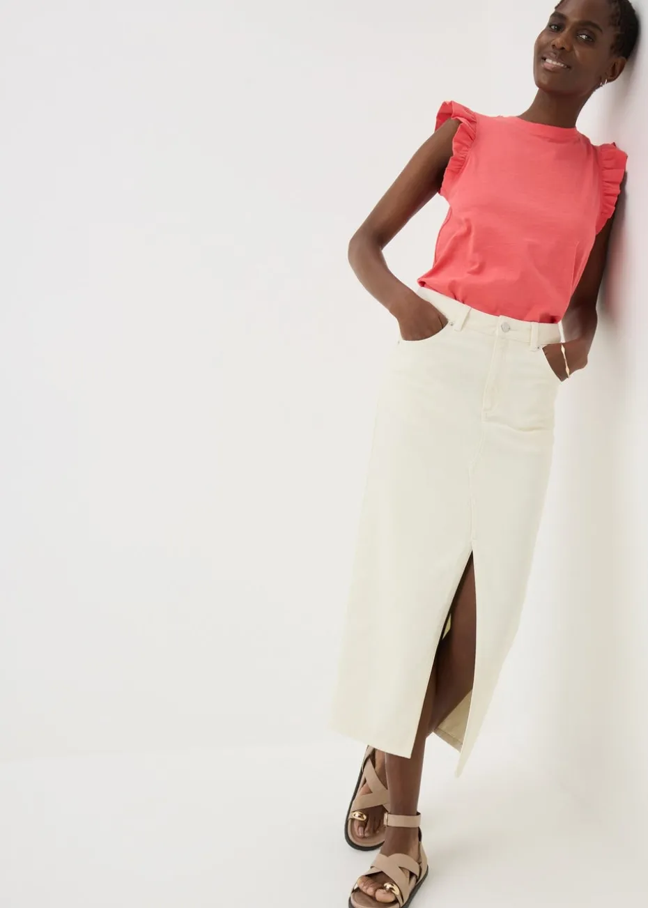 Coral Ruffle Sleeve T-Shirt