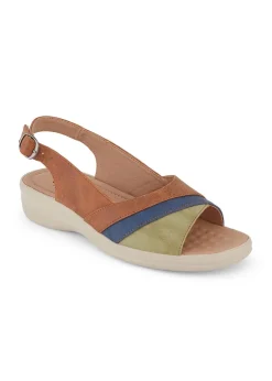 Cotton Traders Chestnut Flexisole Patchwork Peep Toe Sandals